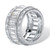 9.34 TCW Emerald-Cut Cubic Zirconia Eternity Band in Platinum-plated Sterling Silver