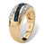Men's 1.95 TCW Genuine Blue Sapphire and Pave-Style Cubic Zirconia Ring in 18k Gold-plated Sterling Silver
