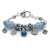 Simulated Birthstone Crystal Bali-Style Beaded Charm Bracelet in Antiqued Silvertone 8"