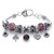 Simulated Birthstone Crystal Bali-Style Beaded Charm Bracelet in Antiqued Silvertone 8"