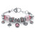 Simulated Birthstone Crystal Bali-Style Beaded Charm Bracelet in Antiqued Silvertone 8"