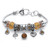 Simulated Birthstone Crystal Bali-Style Beaded Charm Bracelet in Antiqued Silvertone 8"