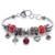 Simulated Birthstone Crystal Bali-Style Beaded Charm Bracelet in Antiqued Silvertone 8"