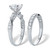 Round and Baguette Cut Cubic Zirconia 2.66 TCW Platinum Over Silver 2 Piece Bridal Ring Set