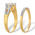 Round CZ Spit Shank 2 Piece Bridal Ring Set 2.30 TCW Two Tone 18k Gold-plated Sterling Silver