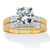 Round Cut Pave' Cubic Zirconia 2 Piece Bridal Set 2.33 TCW Two Tone Gold-Plated Sterling Silver