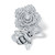 Round Black and White Cubic Zirconia Flower and Bee Cocktail Ring 1.27 TCW  Platinum-Plated