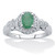Oval-Cut Genuine Green Emerald and White Topaz Halo Ring .97 TCW Sterling Silver