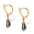 Pear-Shaped Genuine Onyx Yellow Gold-Plated Drop Earrings