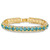 Round Simulated Birthstone and Crystal Tennis Bracelet in Goldtone 7"