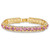 Round Simulated Birthstone and Crystal Tennis Bracelet in Goldtone 7"