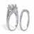 Round Cubic Zirconia 2-Piece Halo Wedding Ring Set 1.52 TCW in Silvertone