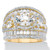 Oval Cubic Zirconia with Pear-Cut and Baguette Accents Engagement Ring 6.70 TCW Gold-Plated