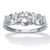 Round Cubic Zirconia 3-Stone Bar-Set Wedding Engagement Ring 2.50 TCW in Solid 10k White Gold