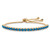 Round Simulated Birthstone Crystal Bolo Drawstring Bracelet in Gold-Plated with Bead Acents 9.25"