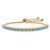 Round Simulated Birthstone Crystal Bolo Drawstring Bracelet in Gold-Plated with Bead Acents 9.25"