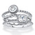 Round and Square Cubic Zirconia 3-Piece Stackable Ring Set .62 TCW in Sterling Silver
