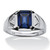 Men's 2.76 TCW Emerald-Cut Sapphire and Diamond Accented Ring in Platinum-plated Sterling Silver