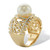 Simulated Pearl and Cubic Zirconia Floral Cocktail Ring .65 TCW in 14k Gold-plated Sterling Silver