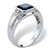 Men's Created Blue Sapphire and Diamond Accent Ring 1.27 TCW in Platinum-plated Sterling Silver