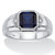 Men's Created Blue Sapphire and Diamond Accent Ring 1.27 TCW in Platinum-plated Sterling Silver