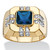 Men's Cushion-Cut Simulated Blue Spinel and White Cubic Zirconia Octagon Ring .42 TCW Gold-Plated