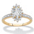 Marquise-Cut Created White Sapphire and Diamond Accent Halo Engagement Ring 1.60 TCW in 18k Gold-plated Sterling Silver