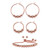 4-Piece Set of Beaded Hoop Earrings, Ball Studs and Slider Bracelet in Rose Goldtone 10"