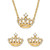 Round Cubic Zirconia 2-Piece Crown Stud Earrings and Necklace Set .49 TCW in 14k Gold-plated Sterling Silver 18"-20"