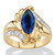 Marquise-Cut Simulated Blue Sapphire and Cubic Zirconia Accent Bypass Ring 2.28 TCW Yellow Gold-Plated
