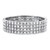 Round Crystal Multi-Row Stretch Bracelet in Silvertone 7"