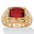 Men's 2.77 TCW Cushion-Cut Created Red Ruby and Diamond Accent Ring Yellow Gold-Plated