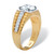 Men's 2 Carat Round Cubic Zirconia Textured Ring in Gold-Plated Sizes 8-16