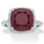 Cushion-Cut Genuine Red Ruby and White Topaz Halo Cocktail Ring 4.25 TCW in Sterling Silver