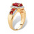 Emerald-Cut Simulated Red Ruby and Cubic Zirconia Halo Cocktail Ring 2.54 TCW 18k Gold-Plated