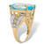 Cushion-Cut Genuine Blue and White Topaz Cocktail Ring 12.89 TCW in 14k Yellow Gold over Sterling Silver