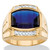 Men's 7.61 TCW Cushion-Cut Created Blue Sapphire and Diamond Ring Yellow Gold-Plated