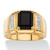 Men's 1/5 TCW Genuine Black Onyx and White Diamond Classic Ring 18k Gold-Plated