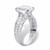 Oval-Cut Cubic Zirconia Multi-Row Engagement Ring 5.96 TCW in Platinum-plated Sterling Silver