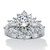 Round and Marquise-Cut Cubic Zirconia Starburst Cluster Cocktail Ring 3.63 TCW Platinum-Plated