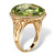 .27 TCW Checkerboard-Cut Green Glass and CZ Halo Cocktail Ring Gold-Plated
