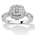 1/2 TCW Round Diamond Cluster Halo Engagement Ring in Solid 10k White Gold