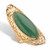 Genuine Green Jade Oval Cabochon Scroll Ring in 14k Gold-plated Sterling Silver