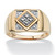 Men's Round Diamond Geometric Ring 1/10 TCW in Solid 10k Yellow Gold