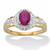Oval-Cut Genuine Ruby and Topaz Halo Cocktail Ring 1.18 TCW in 18k Gold-plated Sterling Silver