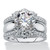 Round Cubic Zirconia 2-Piece Multi-Row Jacket Wedding Ring Set 4.66 TCW in Platinum-plated Sterling Silver