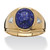 Men's Oval-Cut Genuine Blue Lapis and Diamond Accent Ring in 18k Gold-plated Sterling Silver