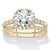 Round and Pave Cubic Zirconia 2-Piece Halo Wedding Ring Set 2.28 TCW Gold-Plated