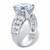Round and Baguette Cubic Zirconia Step Top Bridal Engagement Ring 8.12 TCW in Platinum-plated Sterling Silver