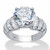 Round and Baguette Cubic Zirconia Step Top Bridal Engagement Ring 8.12 TCW in Platinum-plated Sterling Silver